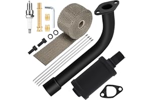 SOFO Upgraded Exhaust Header Pipe Muffler for Predator 212cc 196cc 224cc 200cc Coleman CT200u BT200X B200R KT196 Baja MB200 Go Kart Mini Bike w/Heat Shield Tape