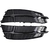 NewYall Front Bumper Honeycomb Left and Right Fog Light Grille Cover Trim Bezel for Audi A6 Quattro S6 C7 S-Line 2016 2017 2018