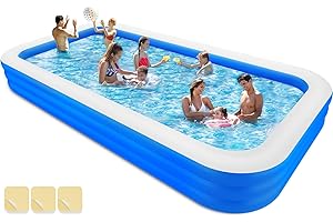 ZEUSFIRE Large Inflatable Swimming Pool, 145" X 74" X 22" Oversized Thickened Blow-Up Pool for Adults, Family, Swimming Pool for Garden, Backyard, Summer Water Party, Indoor Outdoor
