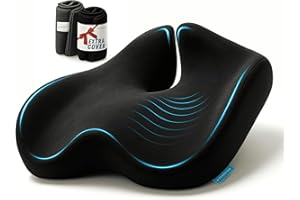 SITCUSHION Extra Large Memory Foam Seat Cushions for Office Chairs, Pressure Relief Seat Cushion for Tailbone Pain Relief, Sciatica & Back Pain, Ergonomic Office Chair Cushion for Long Sitting & Driving (Black)