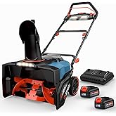 SENIX 2X2 40V Max Cordless Snow Blower with Variable-Speed Steel Auger, 21" Width, 12" Depth, 33ft Max Throw, 1800W Brushless