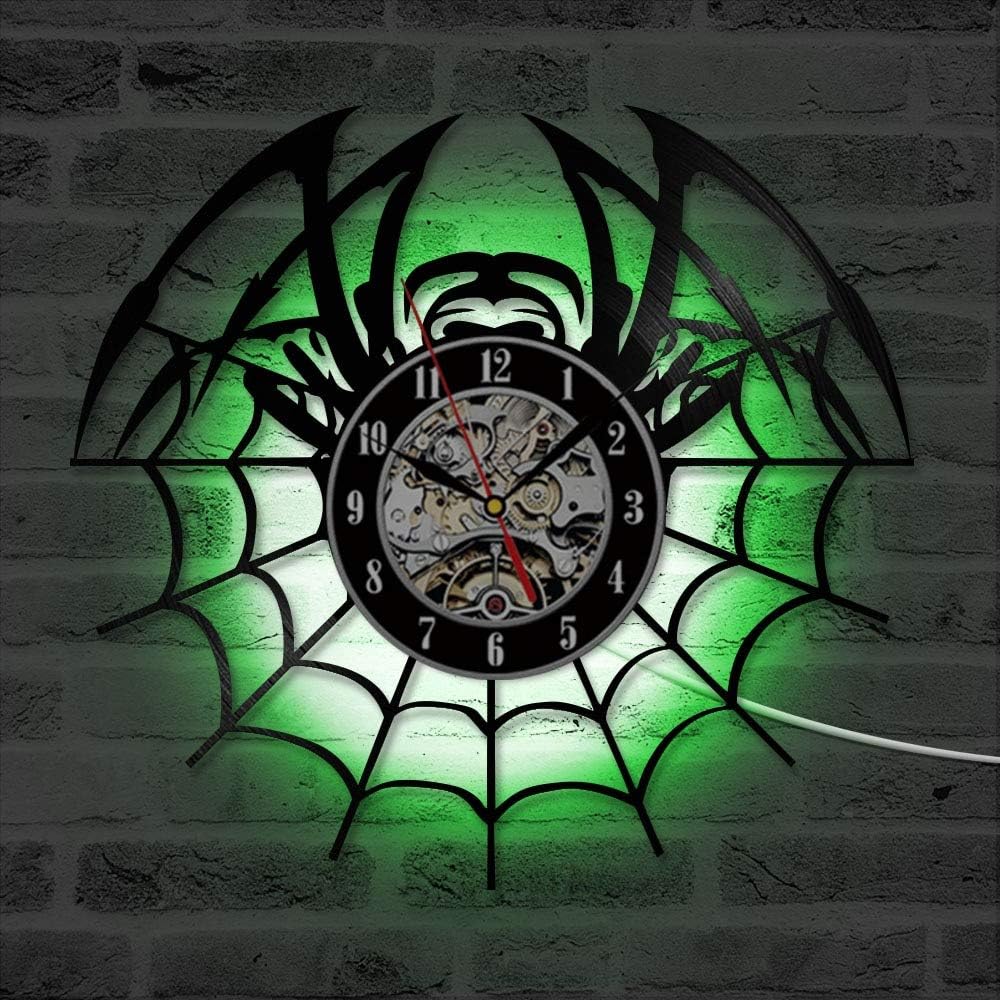 xcvbxcvb Reloj de Disco de CD con Forma de araña y telaraña, Antiguo