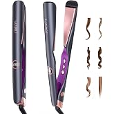 LANDOT 2-in-1 Hair Straightener and Curler, Ceramic Twist Iron Dual Voltage | Flat Curling Iron, Anti-Frizz Ionic, Smooth Glide Floating Plates, 30s Fast Heat-Up, 12 Temps 250-450&deg;F, All Hair Types