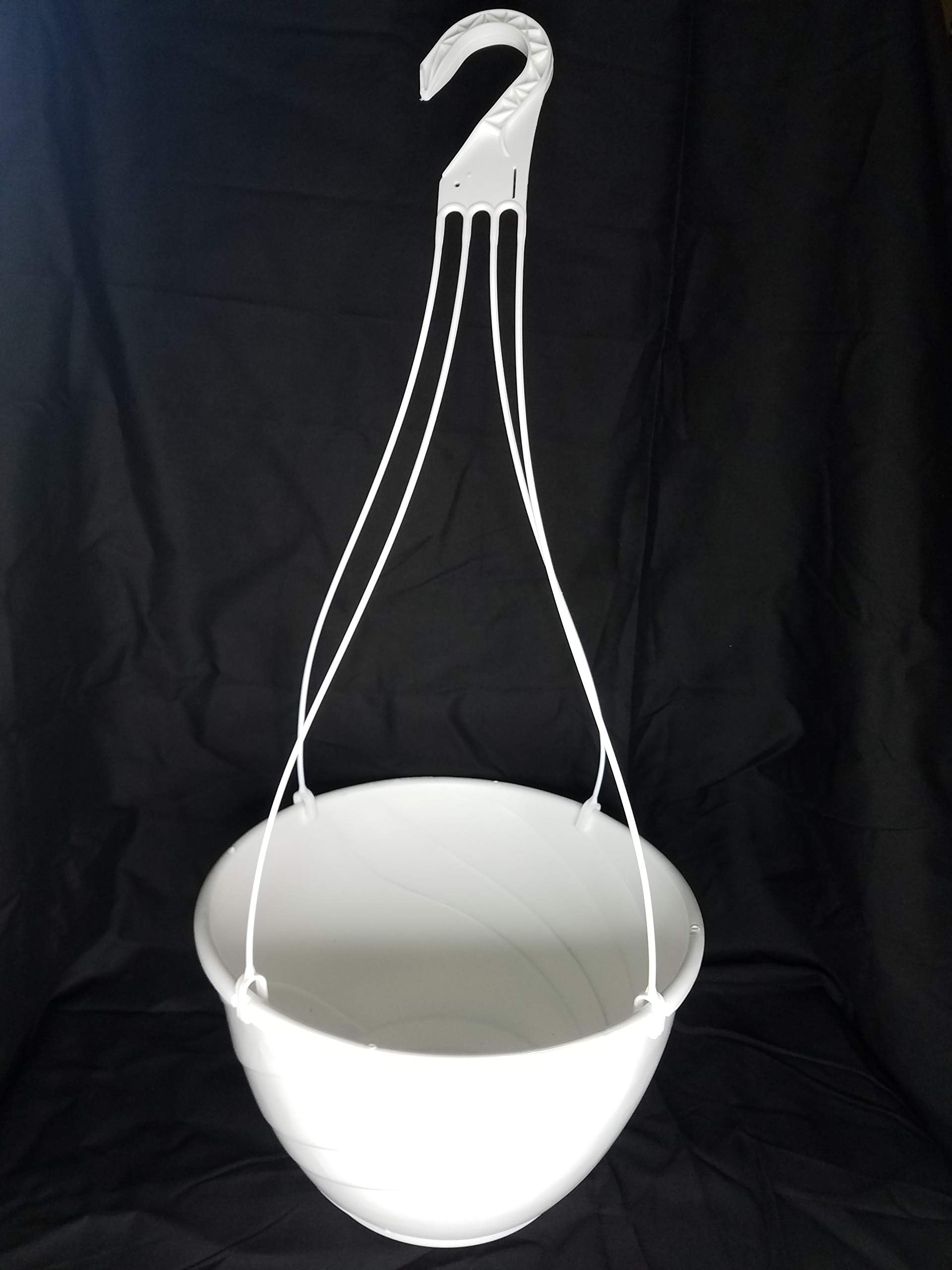 Landmark Plastics12" Diameter White Plastic Deco Swirl Hanging Basket (10)
