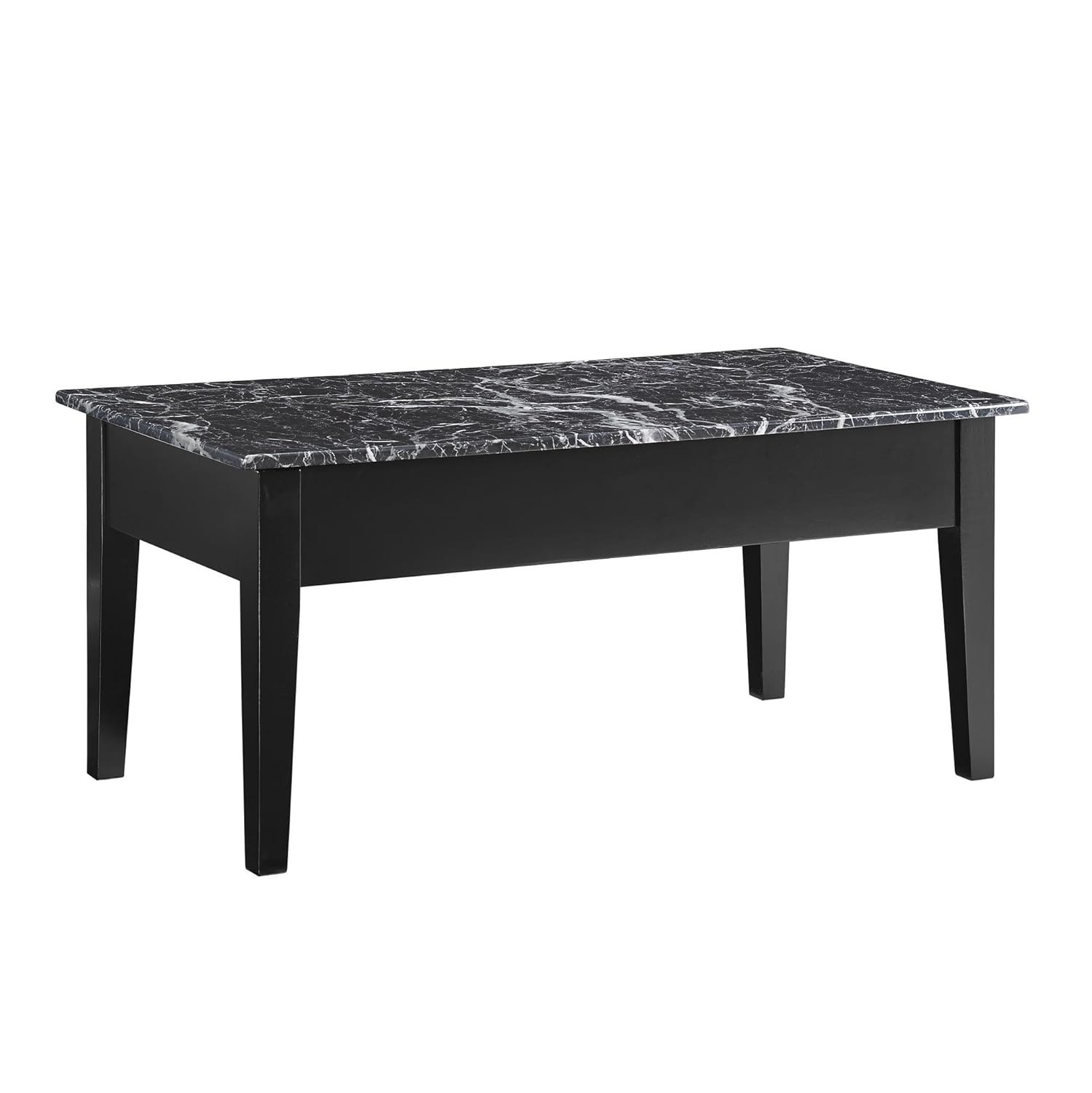 Dorel Living Faux Marble Lift Top Storage Coffee Table Black