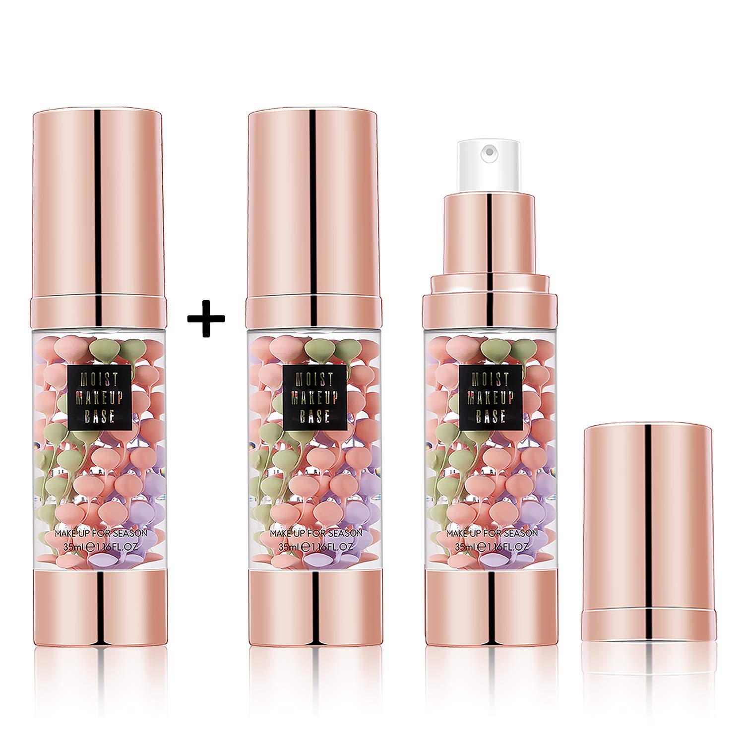 SIAMHOO Tricolor Tinted Moisturizer One Step Makeup Primer Skin Tone Correcting and Brightening Primer for Glowing and Flawless Makeup, 35ml - 2pcs