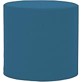 Howard Elliott No Tip Cylinder Patio Ottoman with Cover, Leather Side Table, Footstool & Seating Circular Ottoman Footrest fo