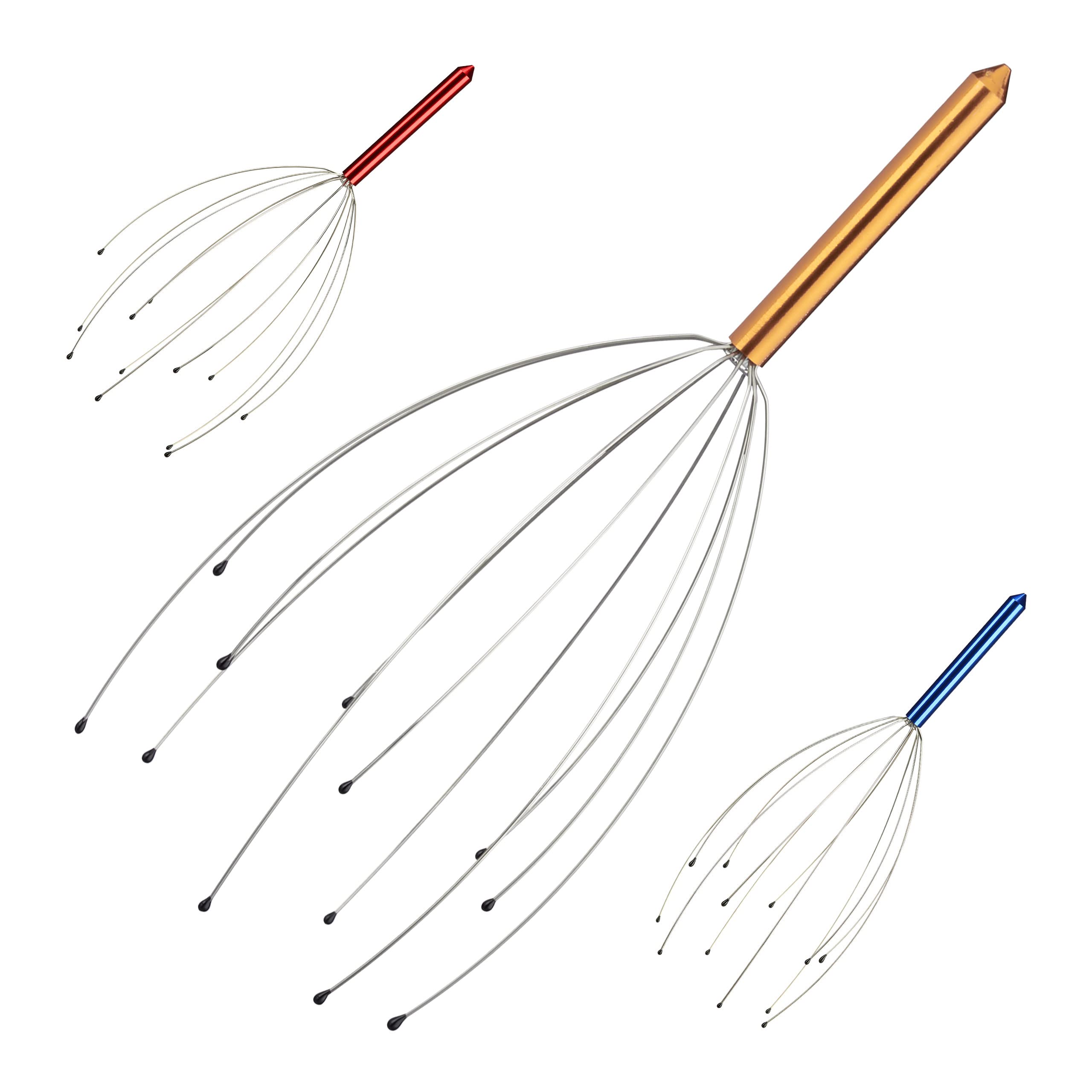 Relaxdays Head Massager, 12 Prongs with Safety-Tips, Scalp Massager for Manual Massages, Metal, Gold