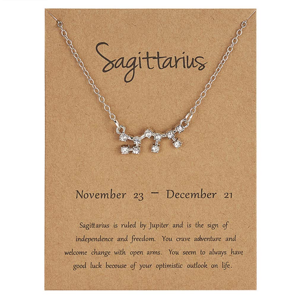 Fashion Women Gift Pendant Necklaces Jewelry Accessories & Women Creative 12 Constellation Symbol Rhinestone Inlaid Pendant Necklace Gift