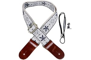 Ukulele Strap Leather Embroidered Ukulele Shoulder Strap with Leather Strap Adjustable Length for Ukulele String Instruments