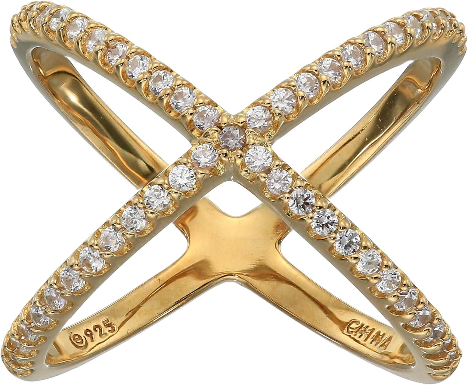 Amazon CollectionSterling Silver Made with Infinite Elements Cubic Zirconia Criss Cross Single X Ring