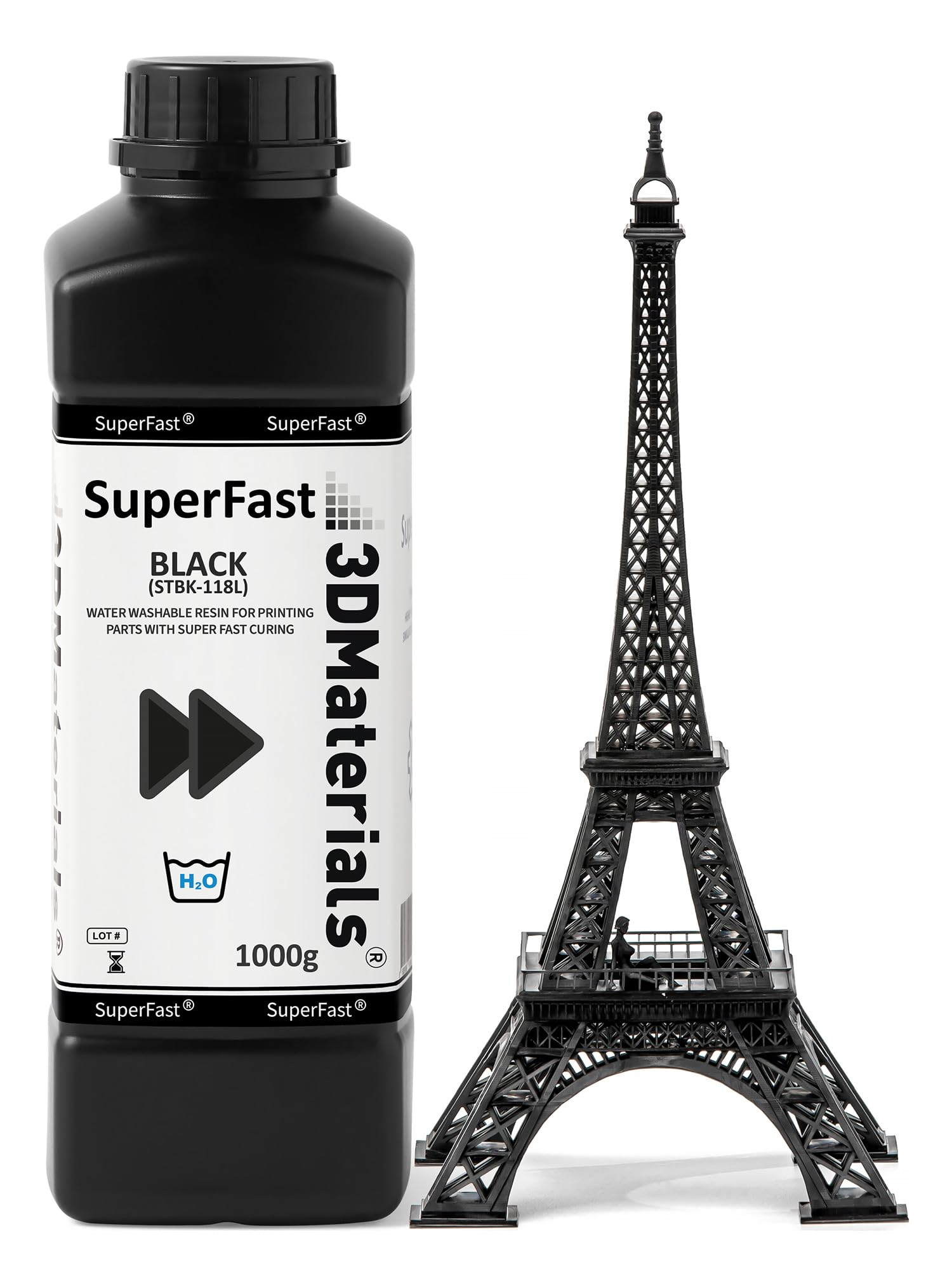 3DMaterials New Water Washable Resin SuperFast 1000g Grey 0.6 Sec (Mono 50um), 3.0 Sec (LCD 50um), Made in Korea