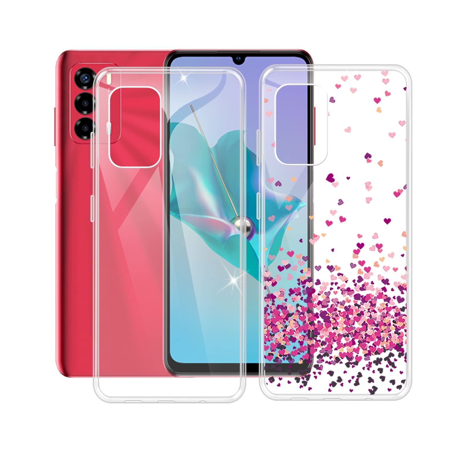 ZXFHN Phone Case for ZTE Blade A72[6.52"],Soft Silicone Phone Protective Scratch Resistant TPU Cover Anti-slip and drop-proof for ZTE Blade A72-Two pieces- Transparent +A lot of love