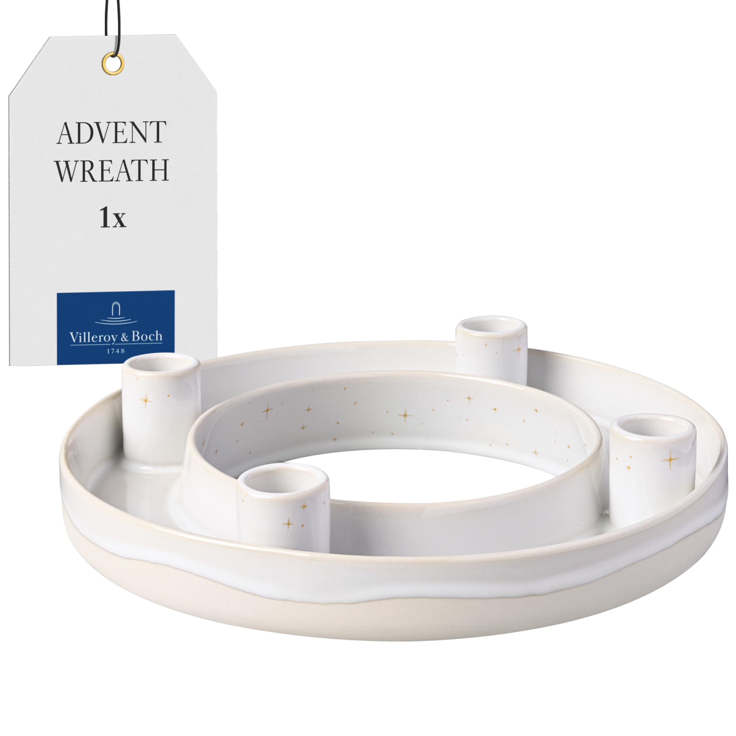 like. by Villeroy & Boch – Winter Glow advent wreath, Christmas decoration in Premium Porcelain, White / Beige