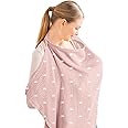 Konssy Muslin Nursing Cover for Baby Breastfeeding, Breathable 100% Cotton Breastfeeding Cover with Rigid Hoop for Mother Nursing Apron, Multi-use Carseat Canopy