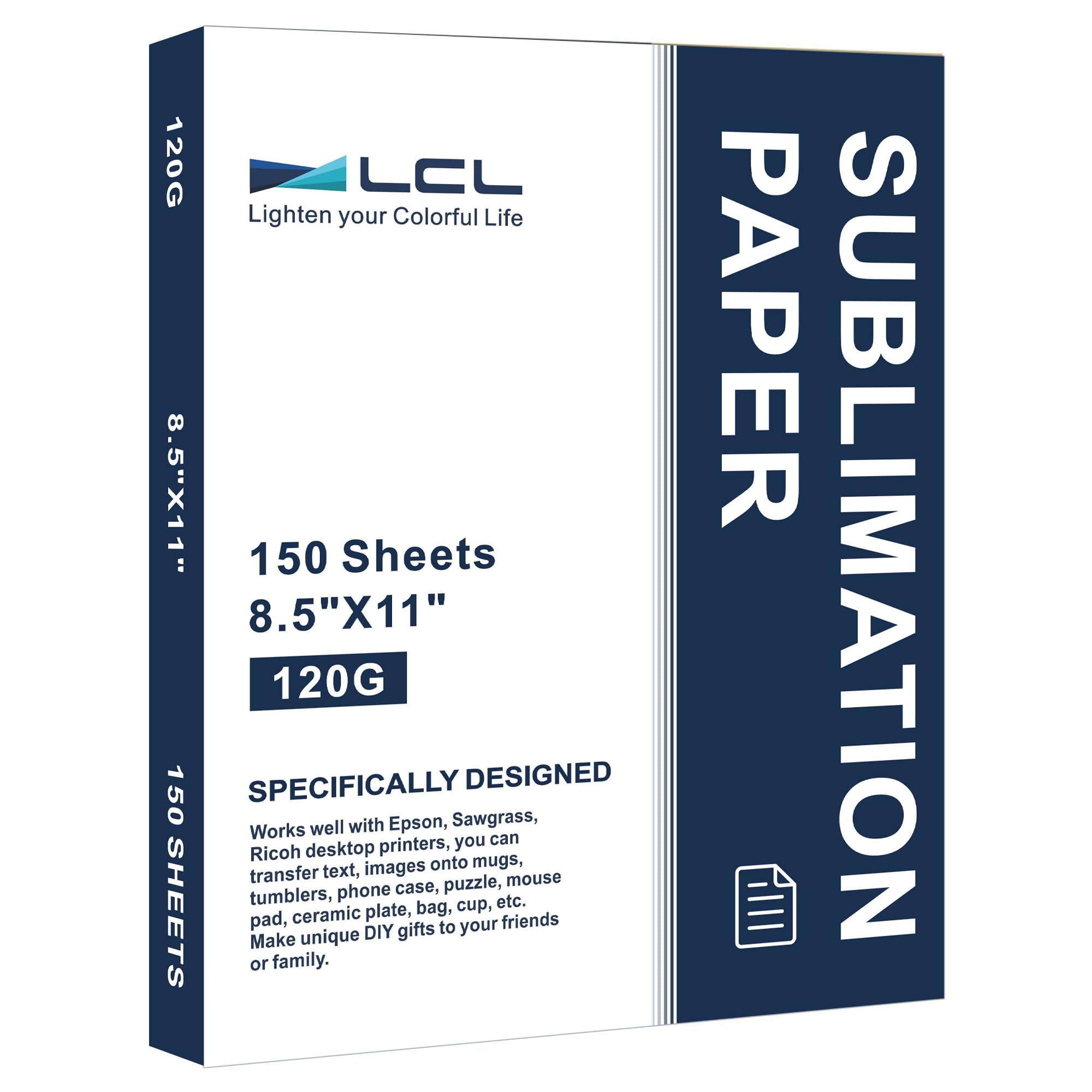 LCL Sublimation Paper 8.5 x 11 inches 216 x 280 cm- 150 Sheets Sublimation Paper 120g Compatible with EPSON Brother Sublimation Printer Ink Heat Press