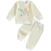 Amnnchya Toddler Clothes For Girls Baby 3D Flower Fall Winter Outfits Stripes Waffle Sweatshirt Pullover Cute Pants Set