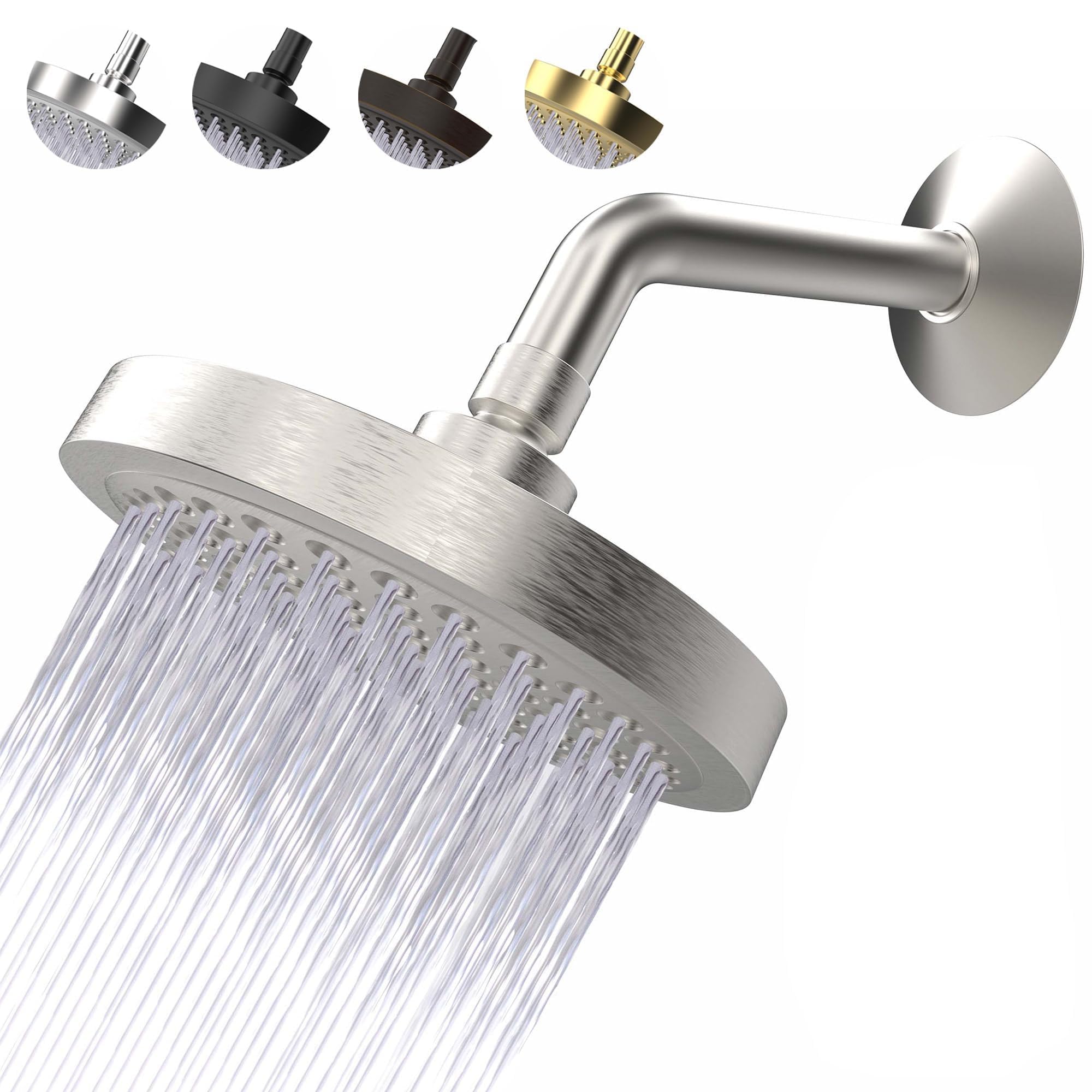 High Pressure Shower Head - Anti-Clogging Silicone 2.5GPM, Brushed Nickel