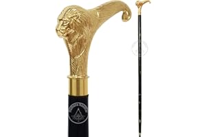 Humaira Nautical Solid Brass Lion Head Handle Wooden Walking Stick Cane Vintage Designer Handmade
