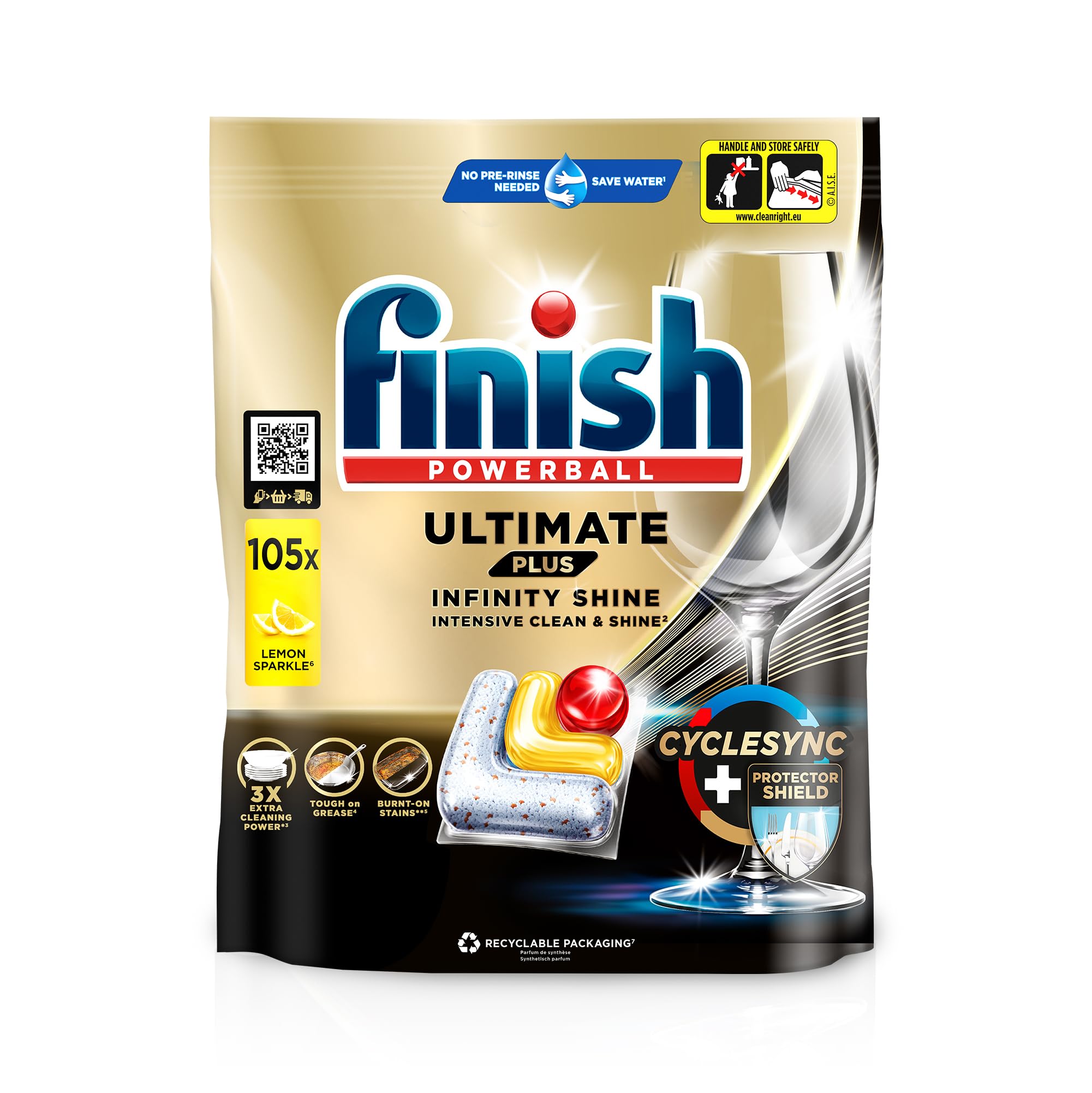 Finish Ultimate Plus Infinity Shine Citrus Spülmaschinentabs – Geschirrspültabs für intensive Reinigung, Fettlösekraft und Glanz mit Schutzschild – 105 Finish Caps 2