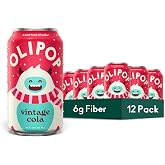 OLIPOP 6g Fiber Prebiotic Soda, Vintage Cola, 12 fl oz, 12 Pack | Shelf Stable Prebiotic Soda, 6g Fiber, 4g Sugar, Digestive Health Support, Prebiotics &amp; Botanicals, Gluten Free, Non GMO