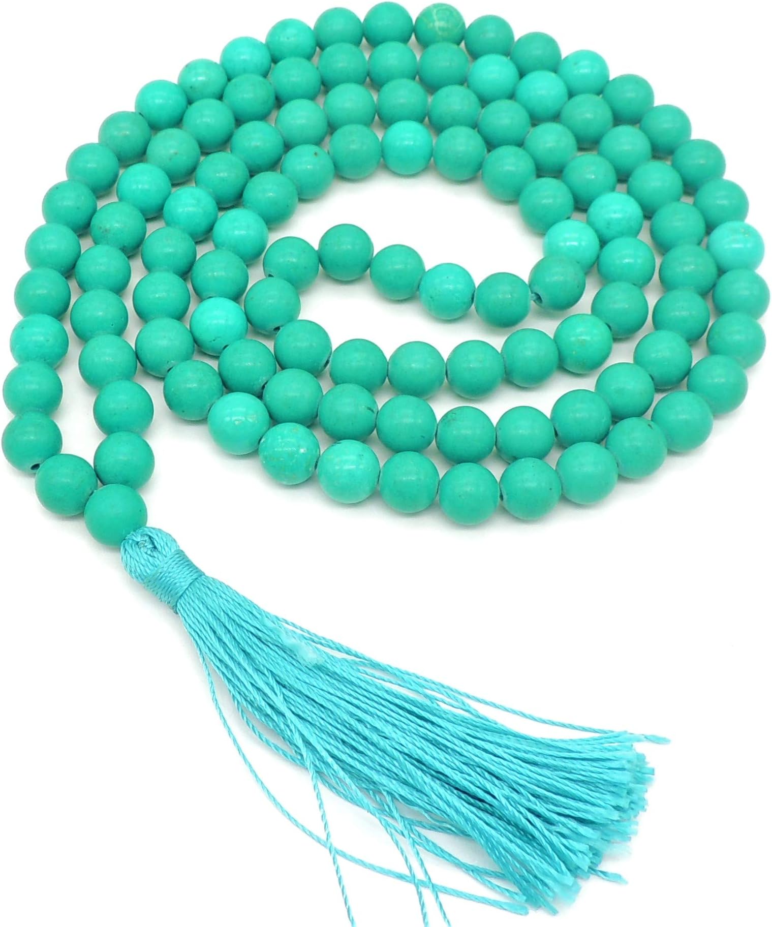 Sahib Healing CrystalsUnisex 6 mm Natural Stone 108 Beads Jap Mala/Necklace (Turquoise/Firoza)