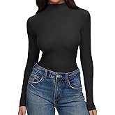 REORIA Women’s Turtleneck Tops Slim Basic Mock Neck Long Sleeve Shirts 2025 Fall Winter Layering Outfits