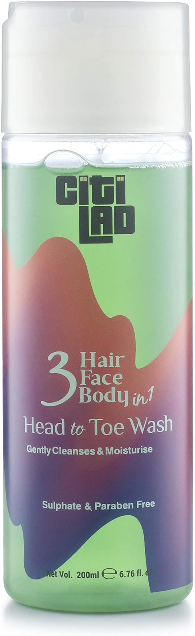Citilad 3-in-1 Head to Toe Wash, 200 ml - Shampoo, Face Wash & Body Wash (For Men) - Paraben Free Made in India