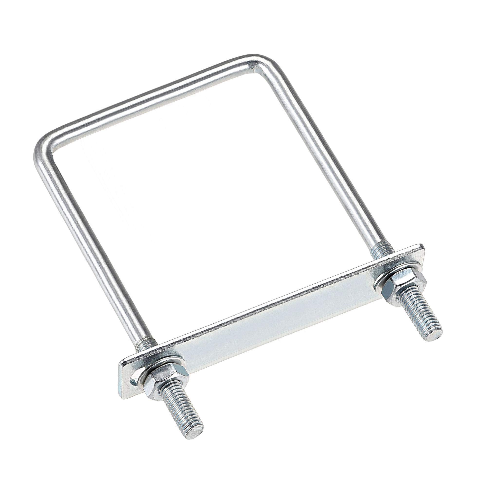 uxcell Square U-Bolts 3-1/8"(80mm) Inner Width Carbon Steel M8 with Nuts, Frame Plate, Round Washers 2 Set