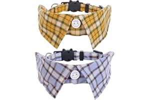 Lamphyface 2 Pack/Set Cat Collar Breakaway with Cute Bow Tie and Bell Plaid for Kitty Adjustable Safety