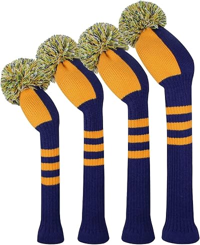 Scott Edward Knit Woods Golf Head Covers Set of 4 Orange Striped 460CC