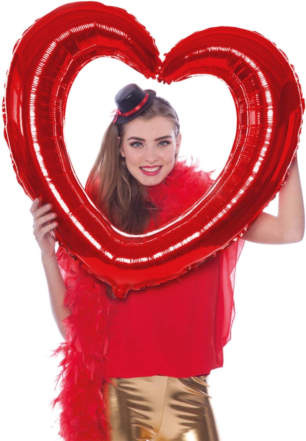 Generique Foil Balloon Heart Shaped Picture Frame Red, Red/Reddish Brown, standard size - Image 3