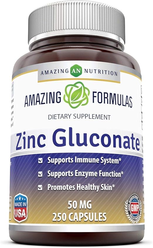 Zinc Gluconate 50 mg, 250 Tablets Supports Immune System Supports