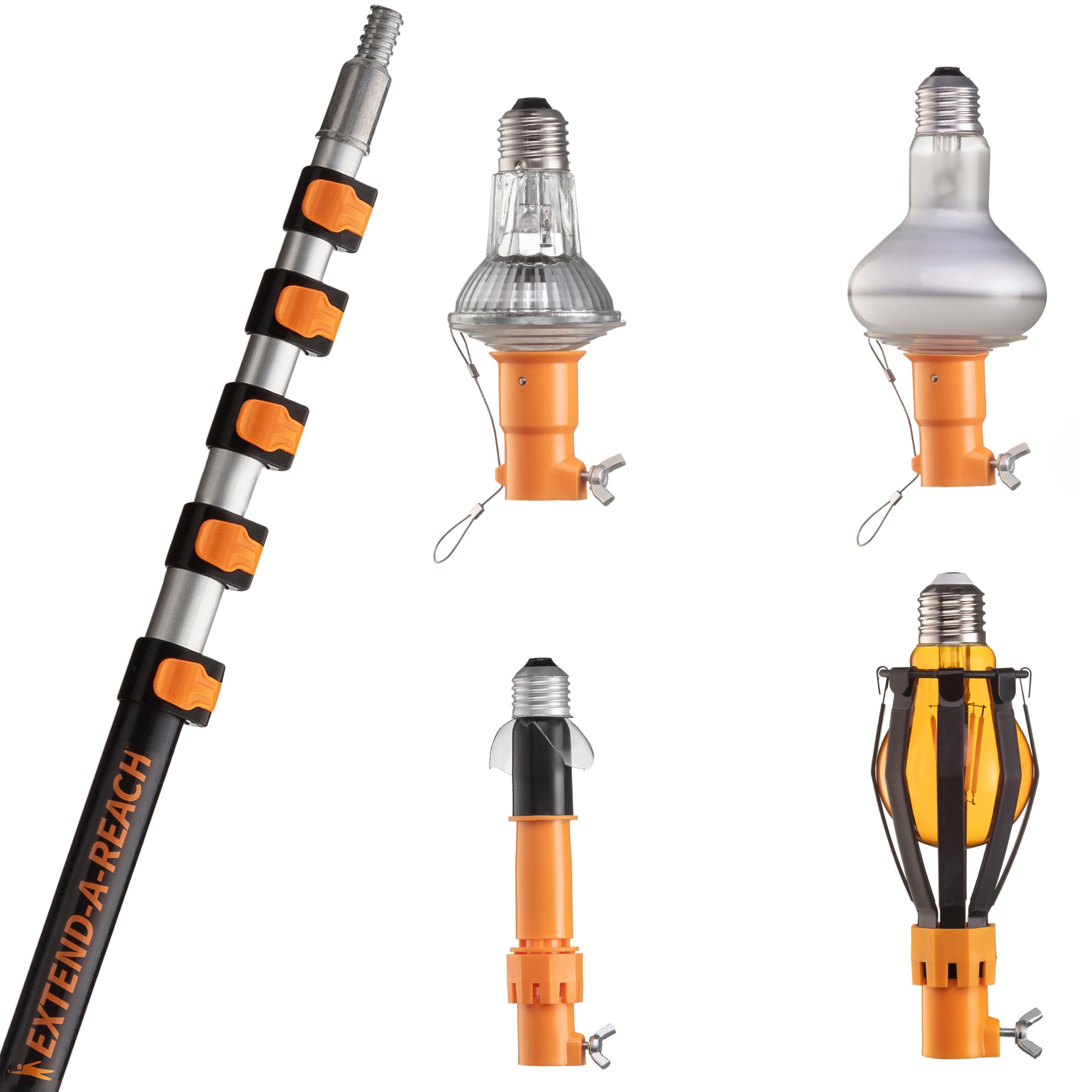Photo 1 of 5-24 ft Telescopic Light Bulb Changer for High Ceilings // Light Bulb Remover Tool High Ceilings Kit with Suction Cups, Basket and Microfiber Cloth // 30ft High Reach Light Bulb Changer with Pole