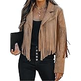 Bibowa Faux Suede Leather Jackets For Women Trendy Fall Western Fringe Cropped Jacket 2025 Tassel Motorcycle Crop Coats