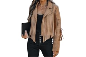 Bibowa Faux Suede Leather Jackets For Women Trendy Fall Western Fringe Cropped Jacket 2025 Tassel Motorcycle Crop Coats