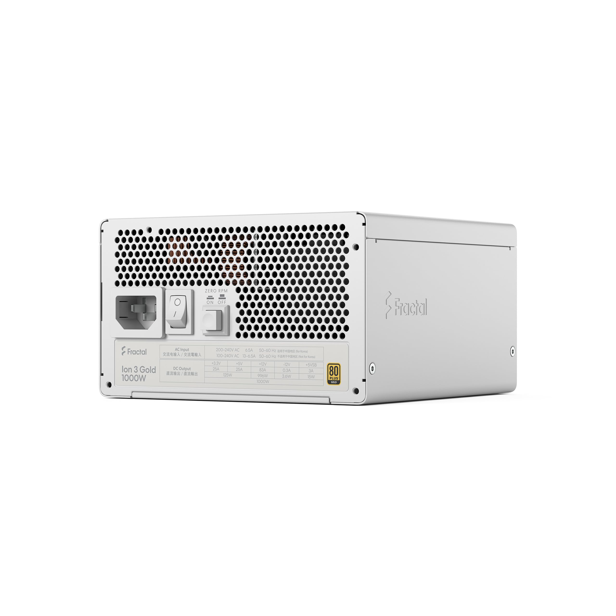 Fractal Design Ion 3 Gold 1000W White 80 Plus Gold Certified Fully Modular Atx12V 3.1 Power Supply Unit Psu - View 9