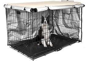 Medibot Dog Crate Cover 48 inch - Double Door, Dog Kennel Indoor, Waterproof Dog Kennel Cover with Air Vent Window, for Indoor/Outdoor Most Wire Dog Crate(Beige)
