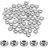 uxcell 100 Pcs Stainless Steel Spacer Beads, 4mm Flat Round Beads Metal Heishi Bead Long-Lasting Rondelle Disc Spacers for Bracelet Necklace Jewelry Making, Silver