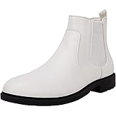 Men's Ankle Boots Chelsea Round Toe Slip on Waterproof Faux Leather Classic Dress Booties for Men