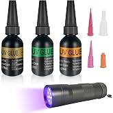 Riverruns UV Clear Glue Three Formula Thick,Thin and Super Flew +12 LED UV Power Light Fly Tying for Building Flies Flies Heads Bodies and Wings Tack Free