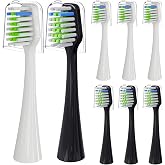 Toothbrush Heads Replacement Compatible with Aquasonic Duo Series/Home Dental Center Eletric Toothbrush (NOT for Duo PRO Series)- 4 White &amp; 4 Black