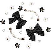 Yookuli 24Pcs Fabric Bow Shoe Charms, Cute Bears, Flower Pearl Charms Accessories for Clogs, DIY Shoe Decoration Charms for Girls, Party Favor