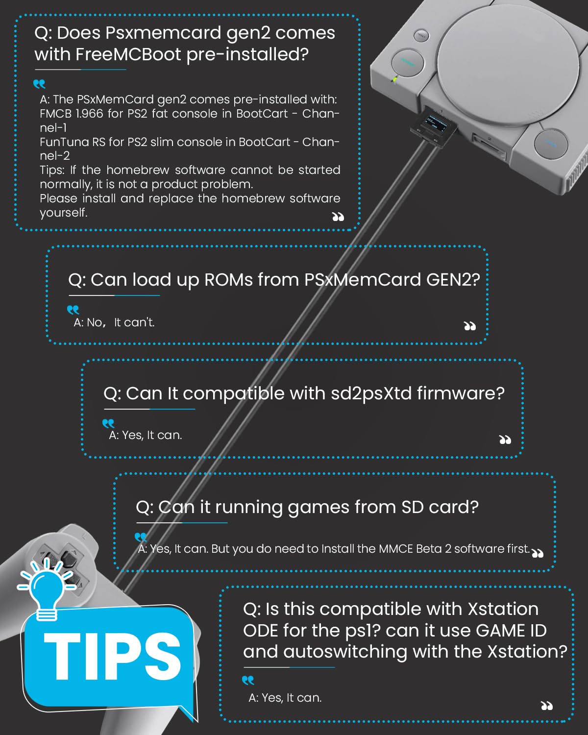 Guilekeys PSxMemCard Game Memory Card Compatible with PS2/PS1/PS One Console, 8GB MicroSD Card Include, Supports Firmware Upgrade, Unlimited Storage and Sd2psXtd, High Speed