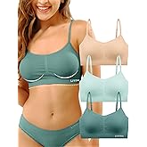 Livona 3 Pack Sports Bras for Women- Wireless Soft Workout Bra, Padded Fitness Bralette, Comfort Crop Cami Tank S-XXL
