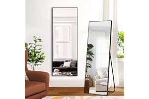 PexFix Full Body Mirror Length with Black Aluminum Alloy Frame Stand Wall Mounted Hanging for Bedroom Bathroom Living Room Decor,43''×16'' (1013)