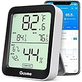 Govee Bluetooth Hygrometer Thermometer，Room Temperature Humidity Meter with APP Alerts and Data Storage, Humidity Monitor Ind