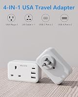 Mscien UK to USA Travel Adapter 4-in-1 with USB C 3 USB Ports Type B view 2
