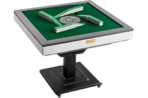 VEVOR Automatic Mahjong Table with Wheels, 2 Sets of 42 mm Tiles (152 Pcs), Roller Coaster Style Mahjong-Table, Foldable and 