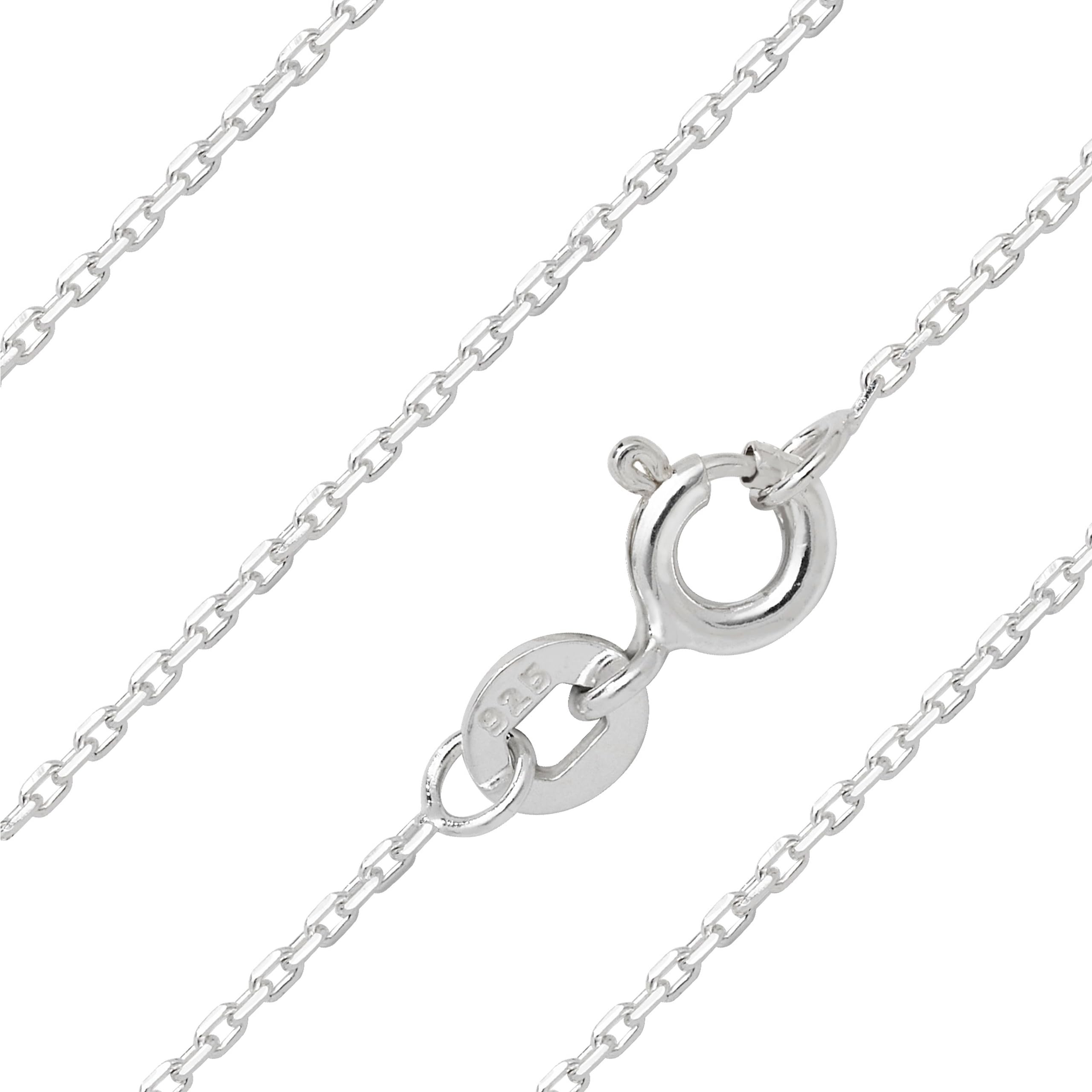 Aeon Real Sterling Silver 0.7mm Cable Chain in 16 Inches, 18 Inches and 20 Inches. Diamond Cut Cable Oval Curb Chain 925 Silver Necklace (20) โ image 1